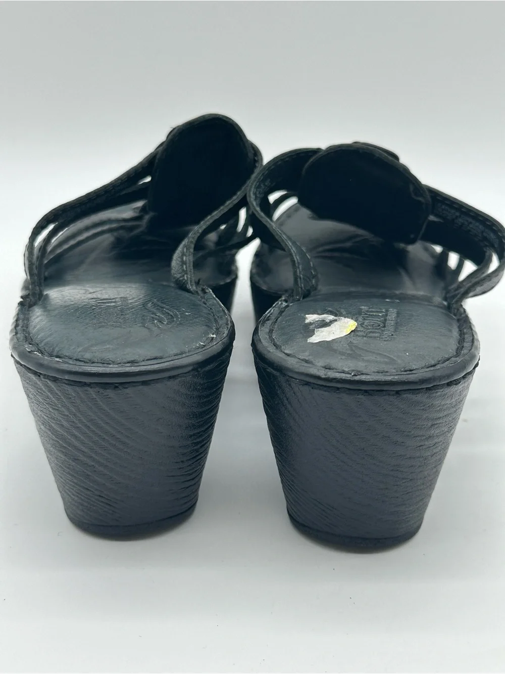 Born Black Floral Leather Wedge Slide Sandals